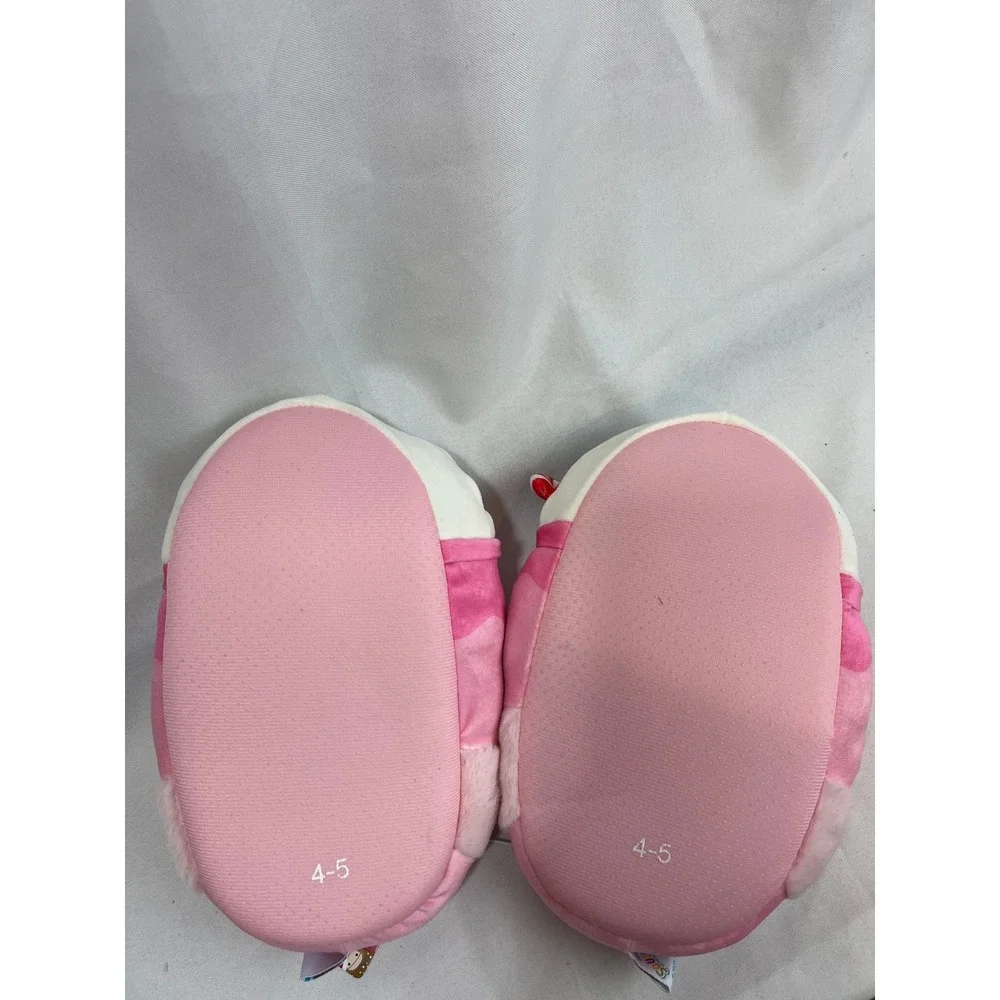 Squishmallows Peppermint Hot Cocoa Pink Plush Slippers Kids Size 4-5 NWT